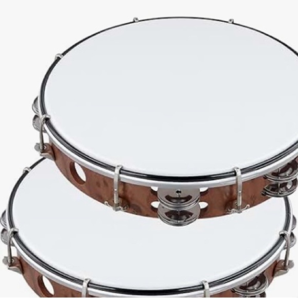 Elegant Brown and White Tambourine 2 pack